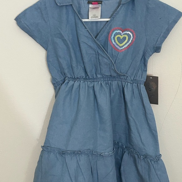 Vince Camino Blue Heart Embroidered Kids Dress size 7 - Picture 1 of 3